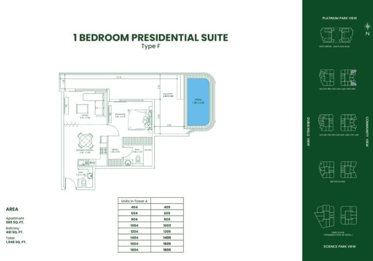 Danube Opalz 1 Bedroom Presidential Suite Type F Floor Plans