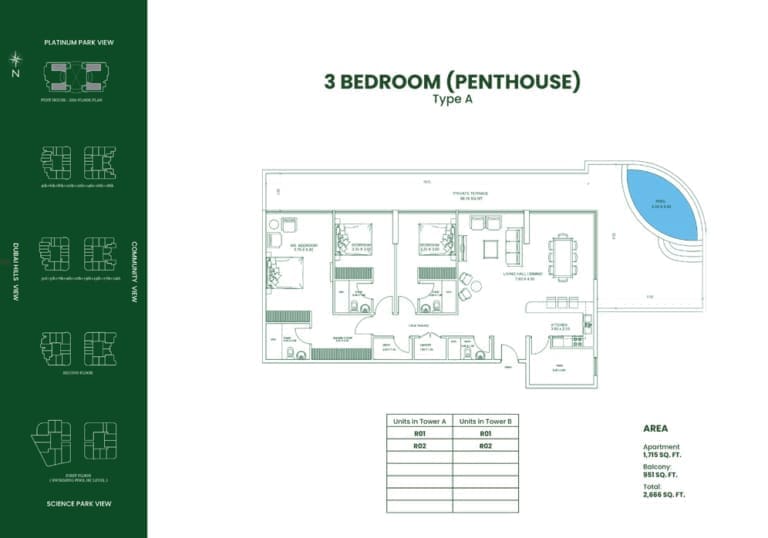 Danube Opalz 3 Bedroom Penthouse Type A Floor Plans