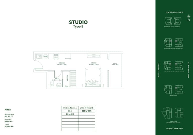 Danube Opalz Studio Apartment Type B Floor Plan