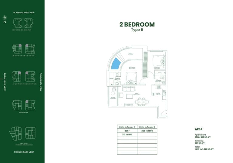 Danube Opalz 2 Bedroom Type B Floor Plans