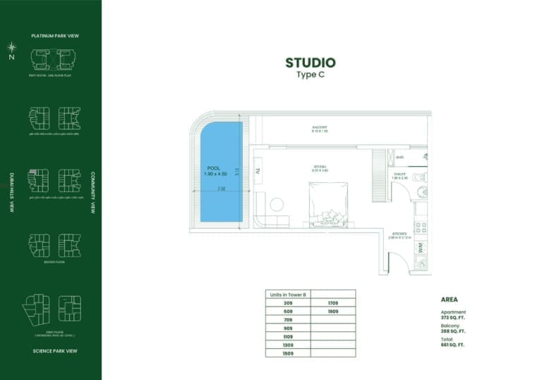 Danube Opalz Studio Apartment Type C Floor Plan
