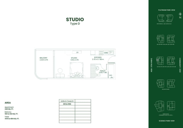 Danube Opalz Studio Apartment Type D Floor Plan