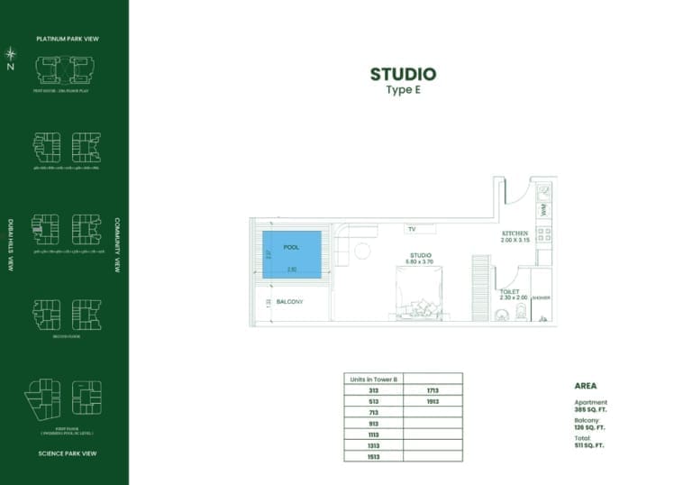Danube Opalz Studio Apartment Type E Floor Plan