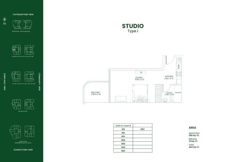 Danube Opalz Studio Apartment Type I Floor Plan