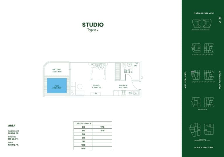 Danube Opalz Studio Apartment Type J Floor Plan