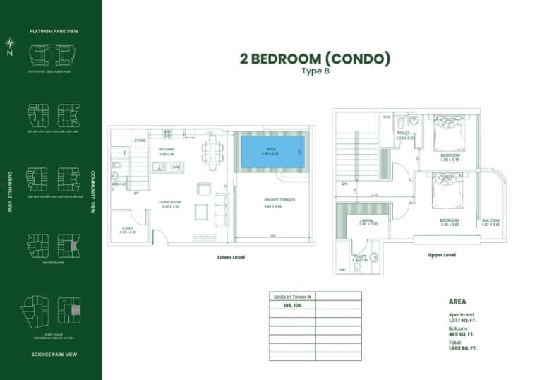 Danube Opalz 2 Bedroom Condo Type B Floor Plans