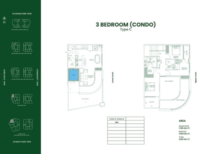 Danube Opalz 3 Bedroom Condo Type C Floor Plans