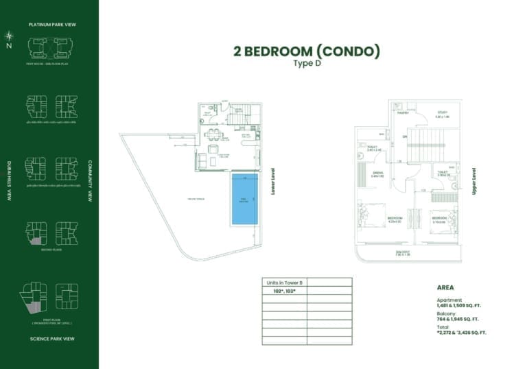 Danube Opalz 2 Bedroom Condo Type D Floor Plans