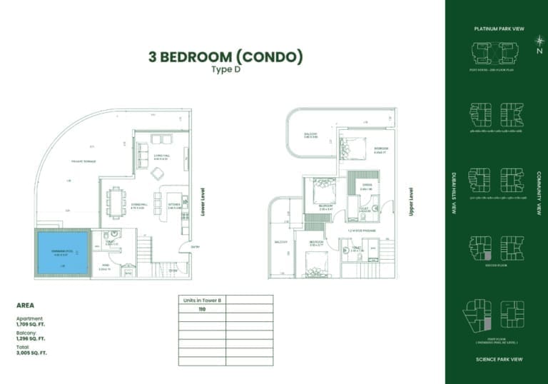 Danube Opalz 3 Bedroom Condo Type D Floor Plans