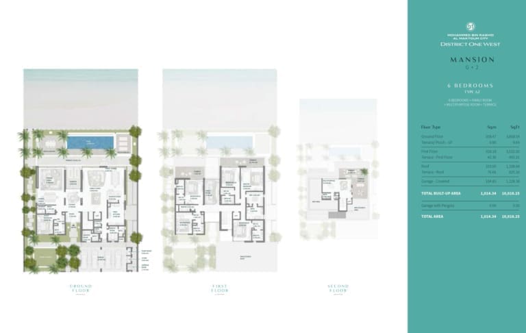 District One West 6 Bedroom Villa Type A2 Floor Plans