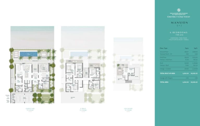 District One West 6 Bedroom Villa Type A2 M Floor Plans
