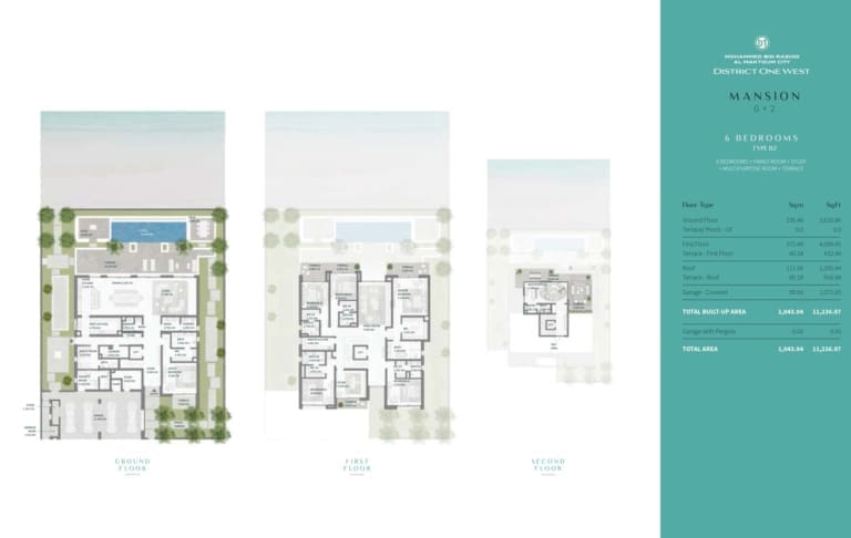 District One West 6 Bedroom Villa Type B2 Floor Plans