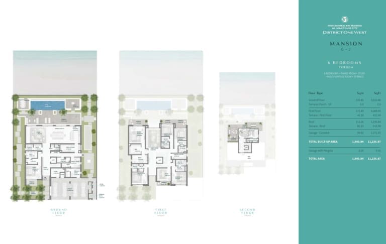 District One West 6 Bedroom Villa Type B2 M Floor Plans