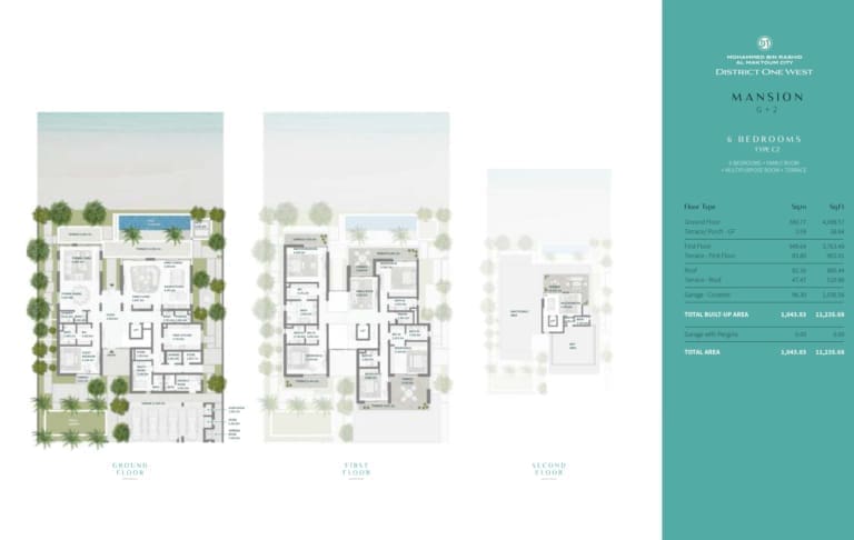 District One West 6 Bedroom Villa Type C2 Floor Plans