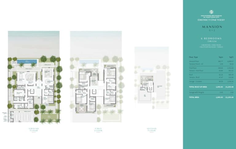 District One West 6 Bedroom Villa Type C2 M Floor Plans