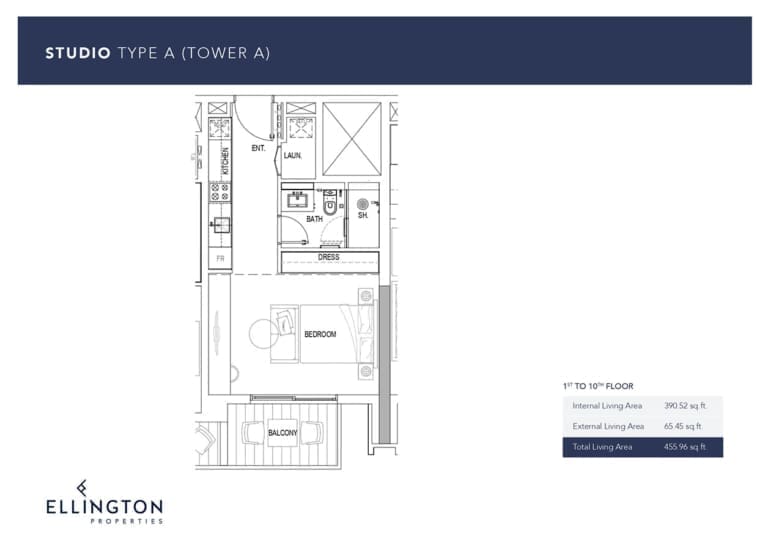 Ellington Kensington Waters Tower A Studio Apartment Type A Floor Plans