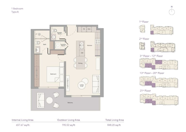 Highbury 1 Bedroom Apartment Type A Floor Plans