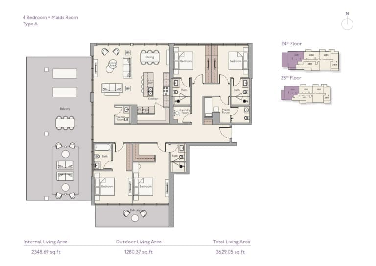 Highbury 4 Bedroom Apartment plus Maid Type A Floor Plans