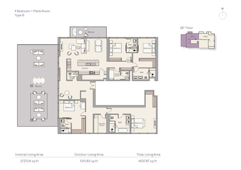 Highbury 4 Bedroom Apartment plus Maid Type B Floor Plans