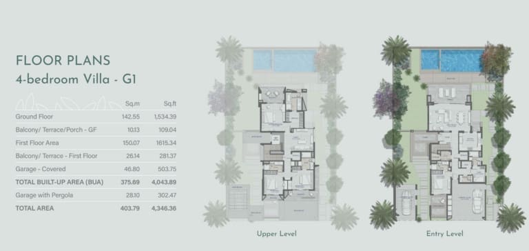 Jebel Ali Village Residences 4 Bedroom Villa Type G1 Floor Plan
