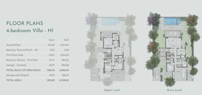 Jebel Ali Village Residences 4 Bedroom Villa Type H1 Floor Plan