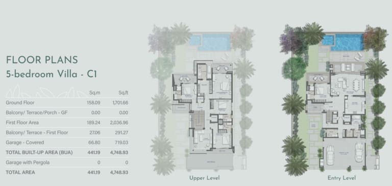 Jebel Ali Village Residences 5 Bedroom Villa Type C1 Floor Plan