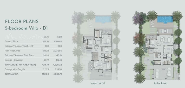 Jebel Ali Village Residences 5 Bedroom Villa Type D1 Floor Plan