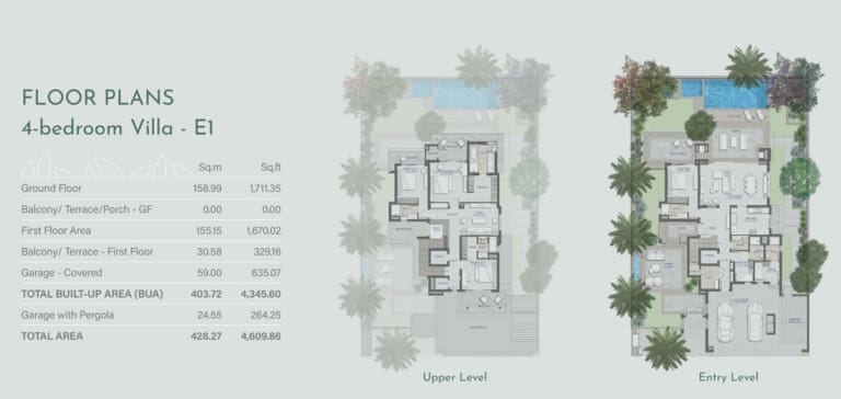 Jebel Ali Village Residences 4 Bedroom Villa Type E1 Floor Plan