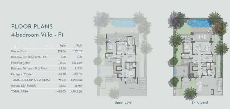 Jebel Ali Village Residences 4 Bedroom Villa Type F1 Floor Plan
