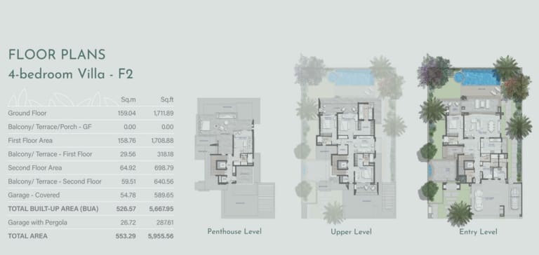 Jebel Ali Village Residences 4 Bedroom Villa Type F2 Floor Plan