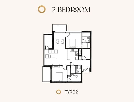 Kyoto by Oro24 2 Bedroom Apartment Type 2 Floor Plan