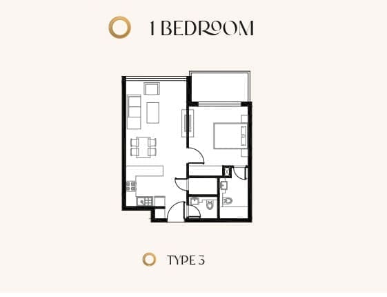 Kyoto by Oro24 1 Bedroom Apartment Type 3 Floor Plan