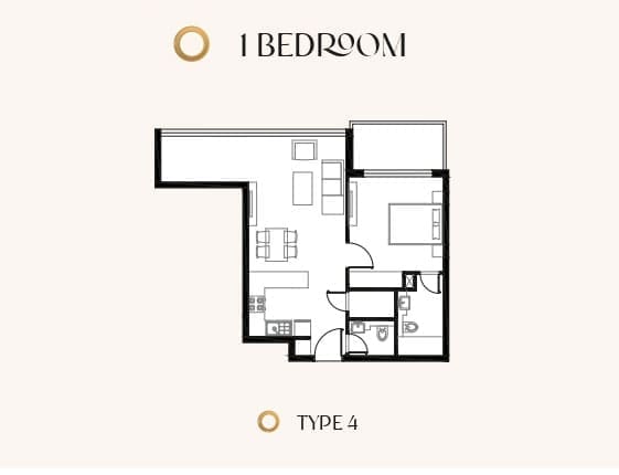 Kyoto by Oro24 1 Bedroom Apartment Type 4 Floor Plan