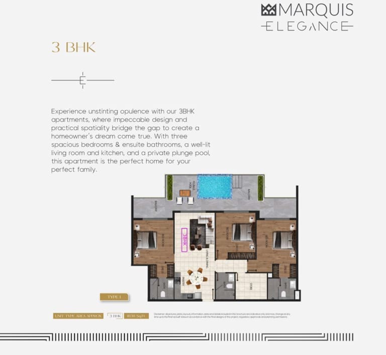 Marquis Elegance 3 Bedroom Apartment Floor Plan