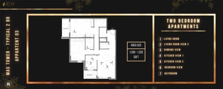 MAS Tower 2 Bedroom Apartment Floor Plans