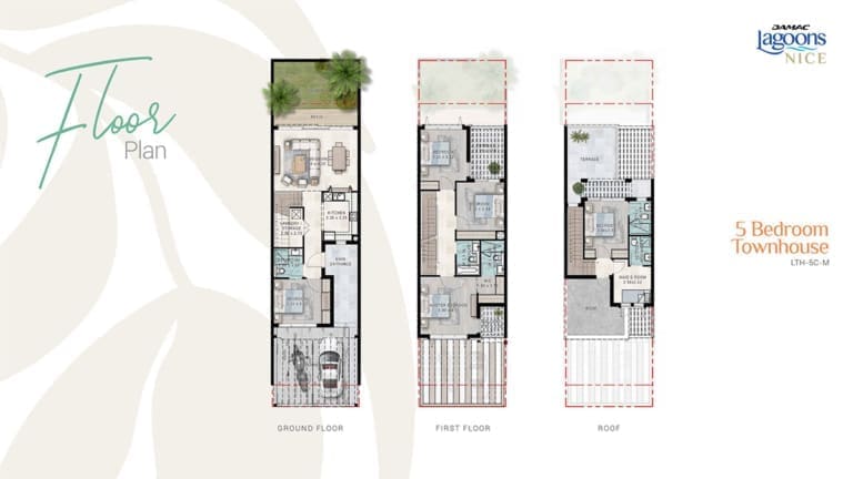 Nice Damac Lagoons 5 Bedroom Townhouse Type LTH 5C M Floor Plans