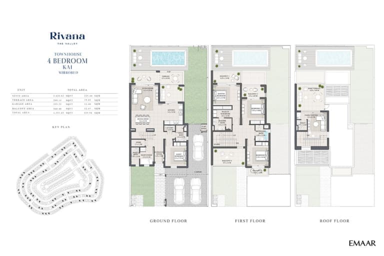 Rivana The Valley 4 Bedroom Townhouse Kai Mirrored Floor Plans