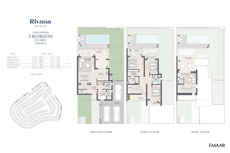 Rivana The Valley 3 Bedroom Townhouse Clara Mirrored Floor Plans