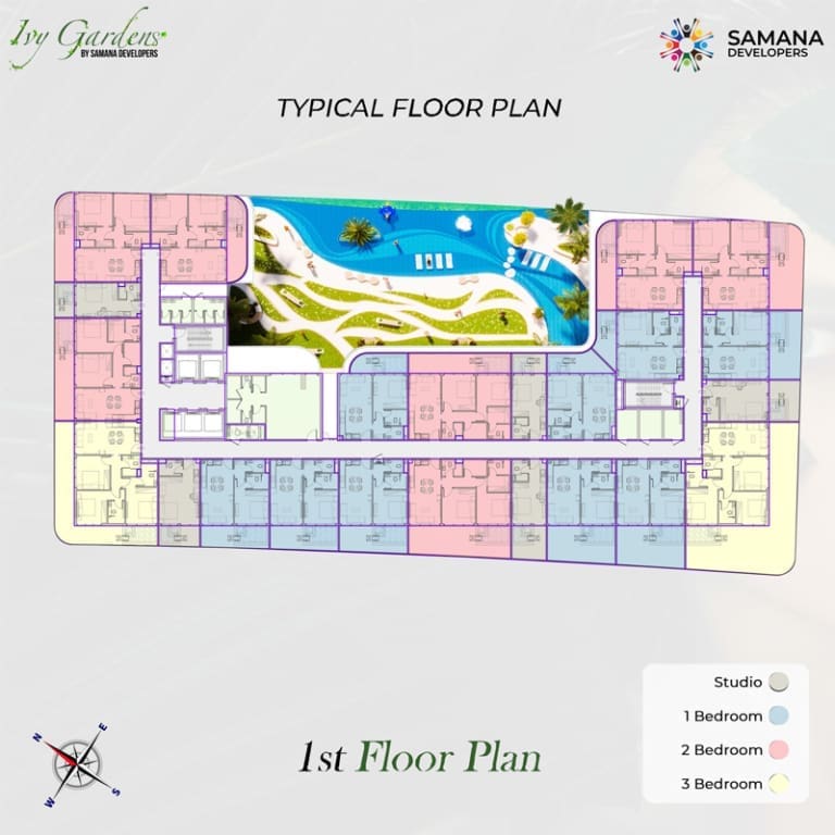 Samana IVY Gardens First Floor Typical Floor Plan