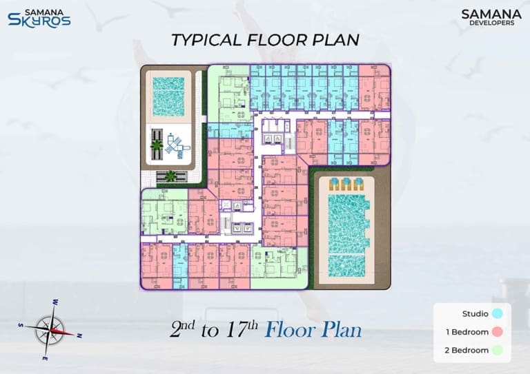 Samana Skyros 2nd to 17th Floor Typical Floor Plan