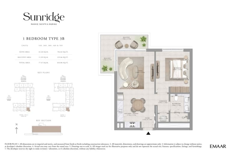 Sunridge 1 Bedroom Apartment Type 3B Floor Plans