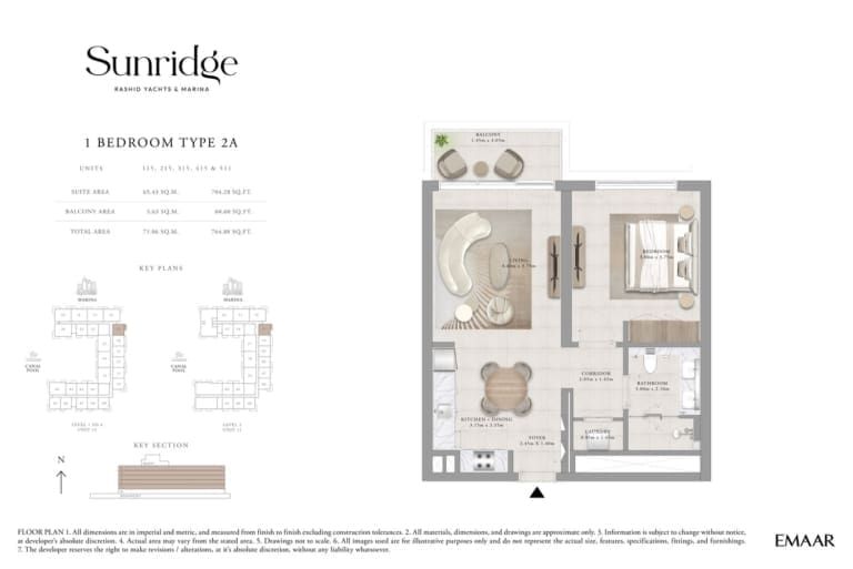 Sunridge 1 Bedroom Apartment Type 2A -1 Floor Plans