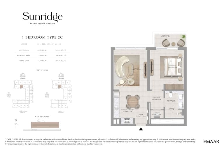 Sunridge 1 Bedroom Apartment Type 2C Floor Plans