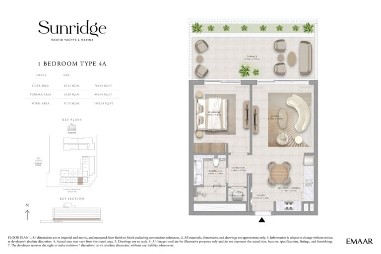 Sunridge 1 Bedroom Apartment Type 4A-1 Floor Plans