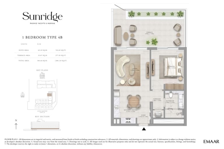 Sunridge 1 Bedroom Apartment Type 4B Floor Plans
