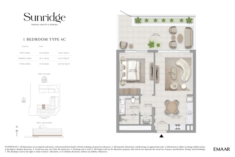 Sunridge 1 Bedroom Apartment Type 4C Floor Plans