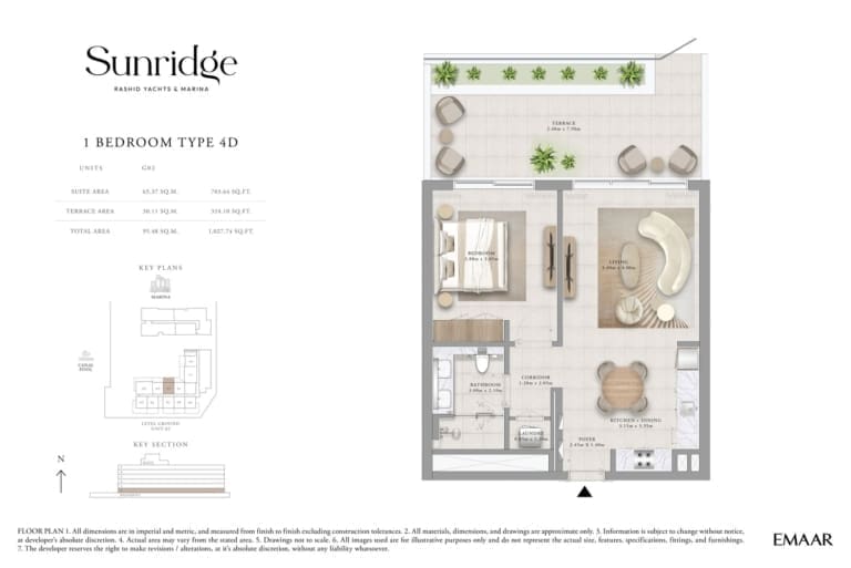 Sunridge 1 Bedroom Apartment Type 4D Floor Plans