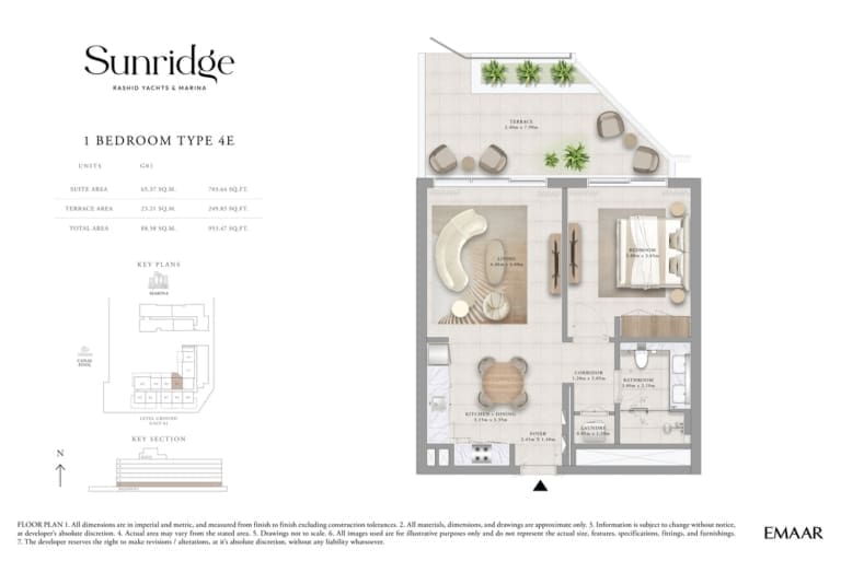 Sunridge 1 Bedroom Apartment Type 4E Floor Plans