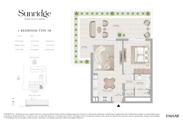 Sunridge 1 Bedroom Apartment Type 5B Floor Plans