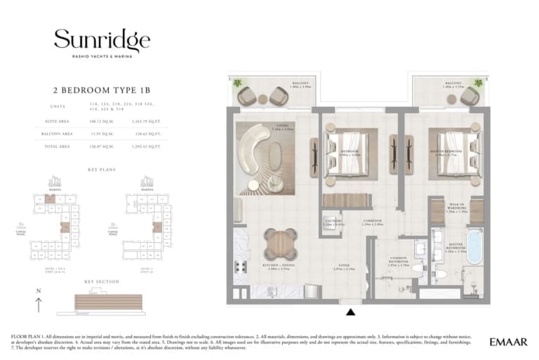 Sunridge 2 Bedroom Apartment Type 1B Floor Plans